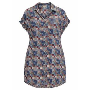 Easel Boho Shirt Dress Women Size M Patchwork Button Up Collared Tunic Colorful